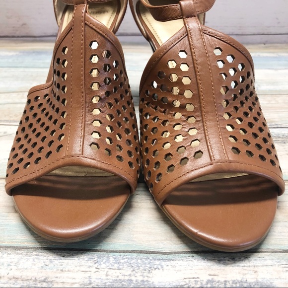 Joan & David Circa Leather Heeled Shoes Ankle Strap Open Toe Brown Sz 8 - Picture 5 of 8